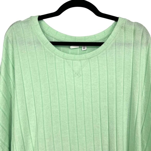 BP. Ribbed Long Sleeve Ribbed Boxy Tee Top Mint Green Size 3X NWOT - Picture 3 of 7